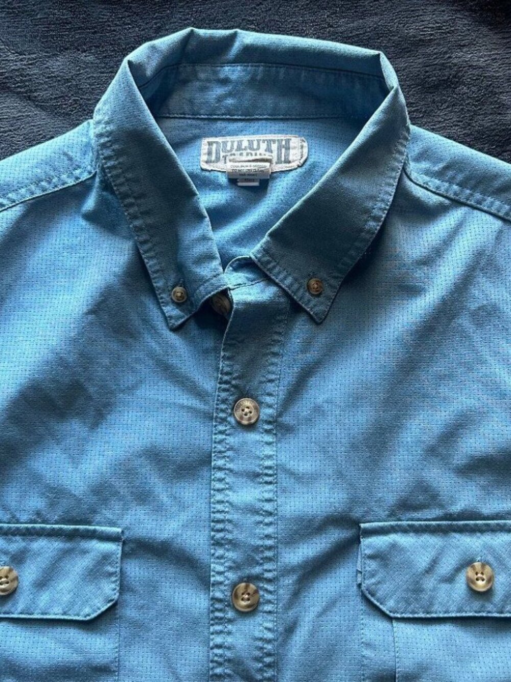 Duluth Trading Co Short Sleeve Button Shirt XL Blue